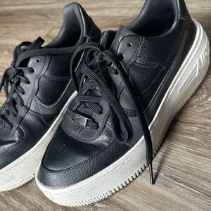 Nike Black Leather Platform Sneakers with White Sole